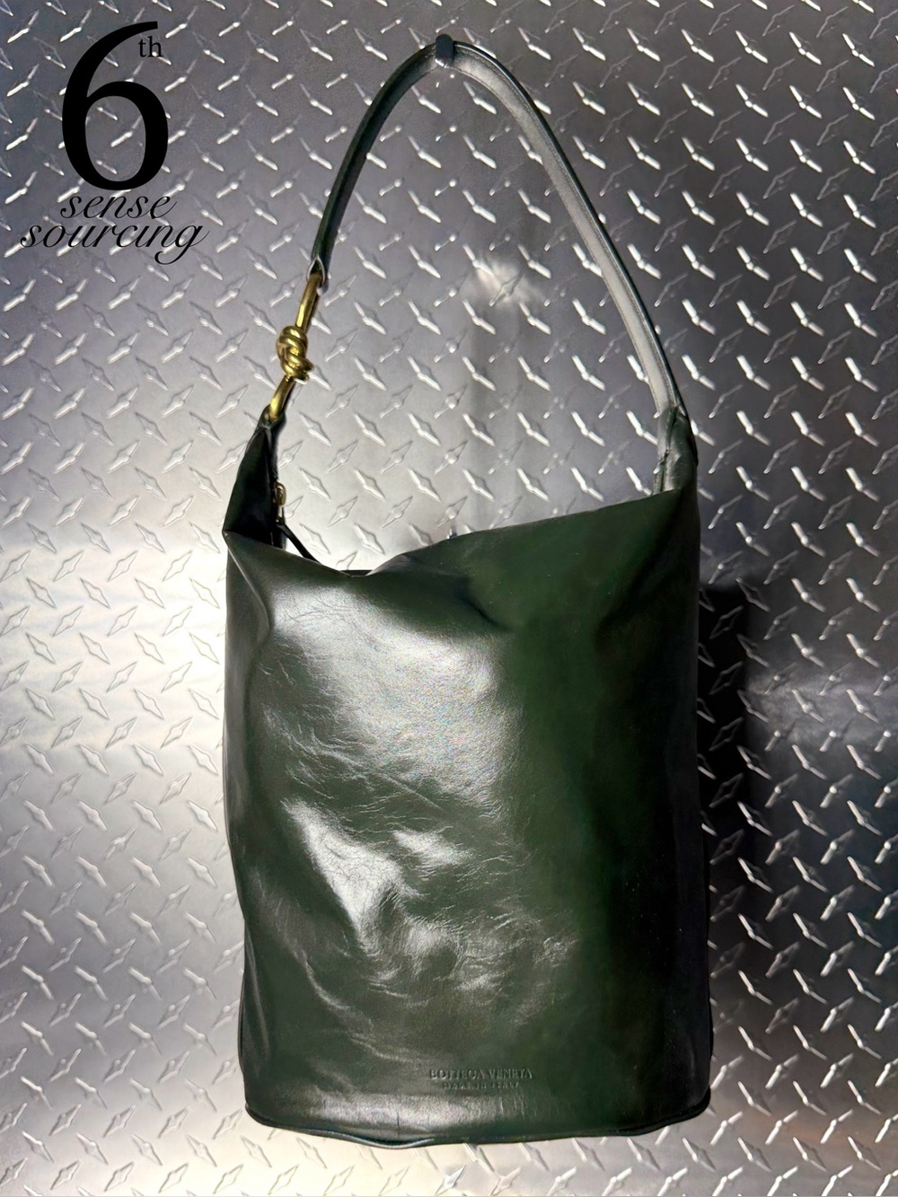 Bottega Veneta Leather Medium Knot Tote Bag in Green